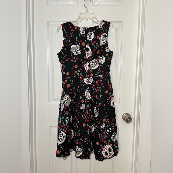 Ihot Floral Sugar Skull Print Sleeveless Dress - Picture 2 of 6